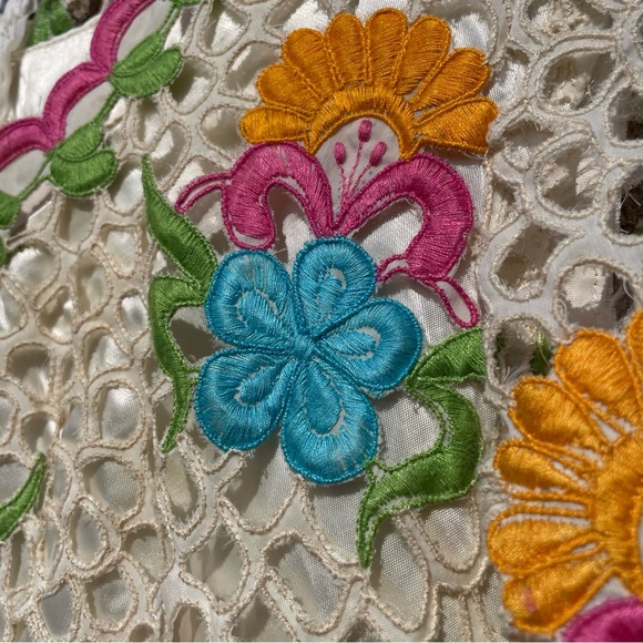 VTG *RARE* Handmade 1960s Maxi Empire Waist Bell Sleeve Lace Floral Dress - Picture 7 of 11